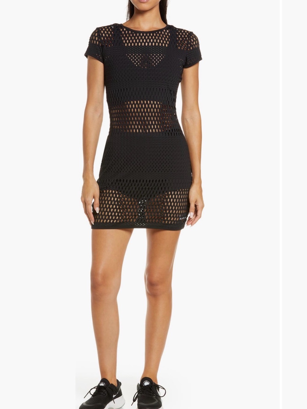 ALO Yoga Haute Girl Summer Mesh Black Dress